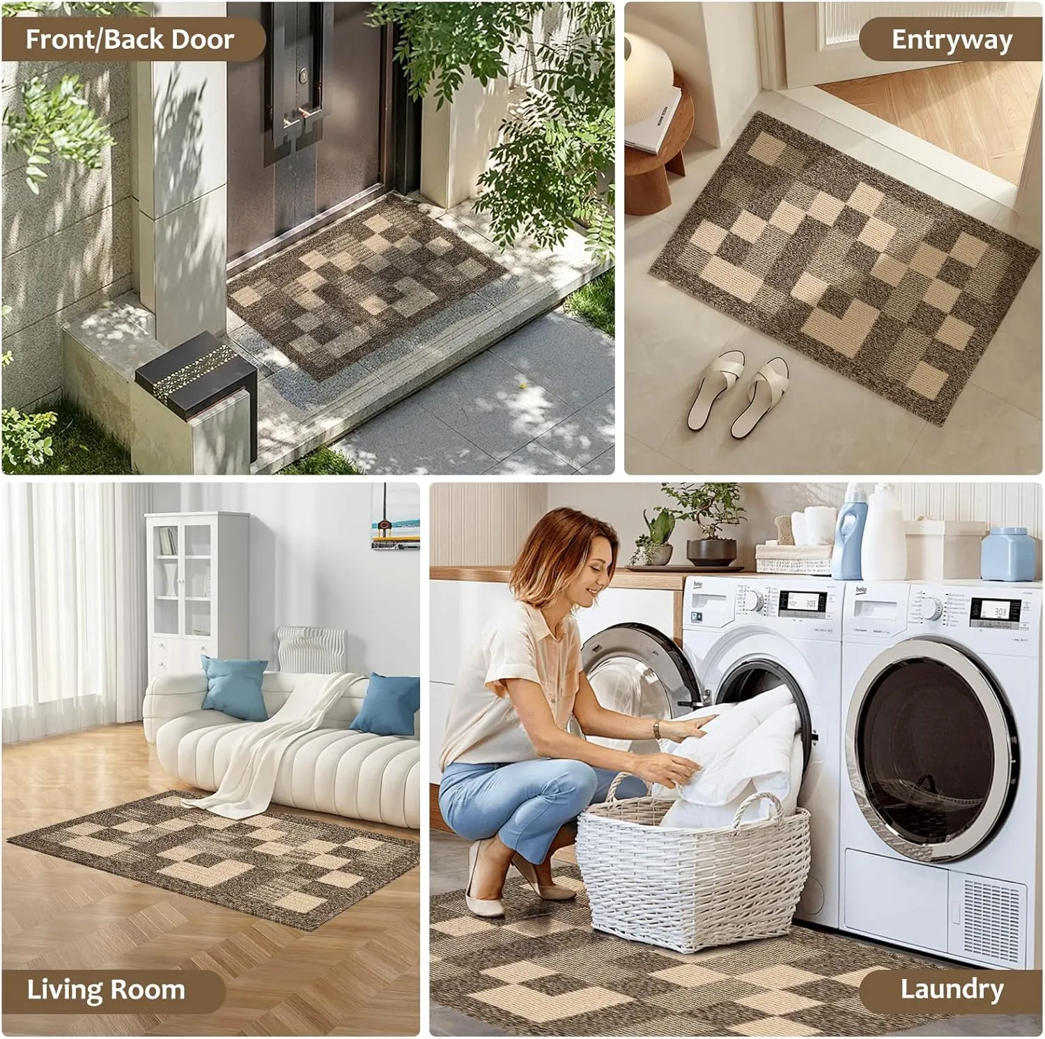 Mud Mats for Dogs Dirt Trapper Dog Mat for Muddy Paws Non-Slip Mud Mats for Indoor Washable Microfiber Dog Rugs for Entryway Clean Dogs Feet Inside Door Mat for Home Entrance 32"x20" Brown