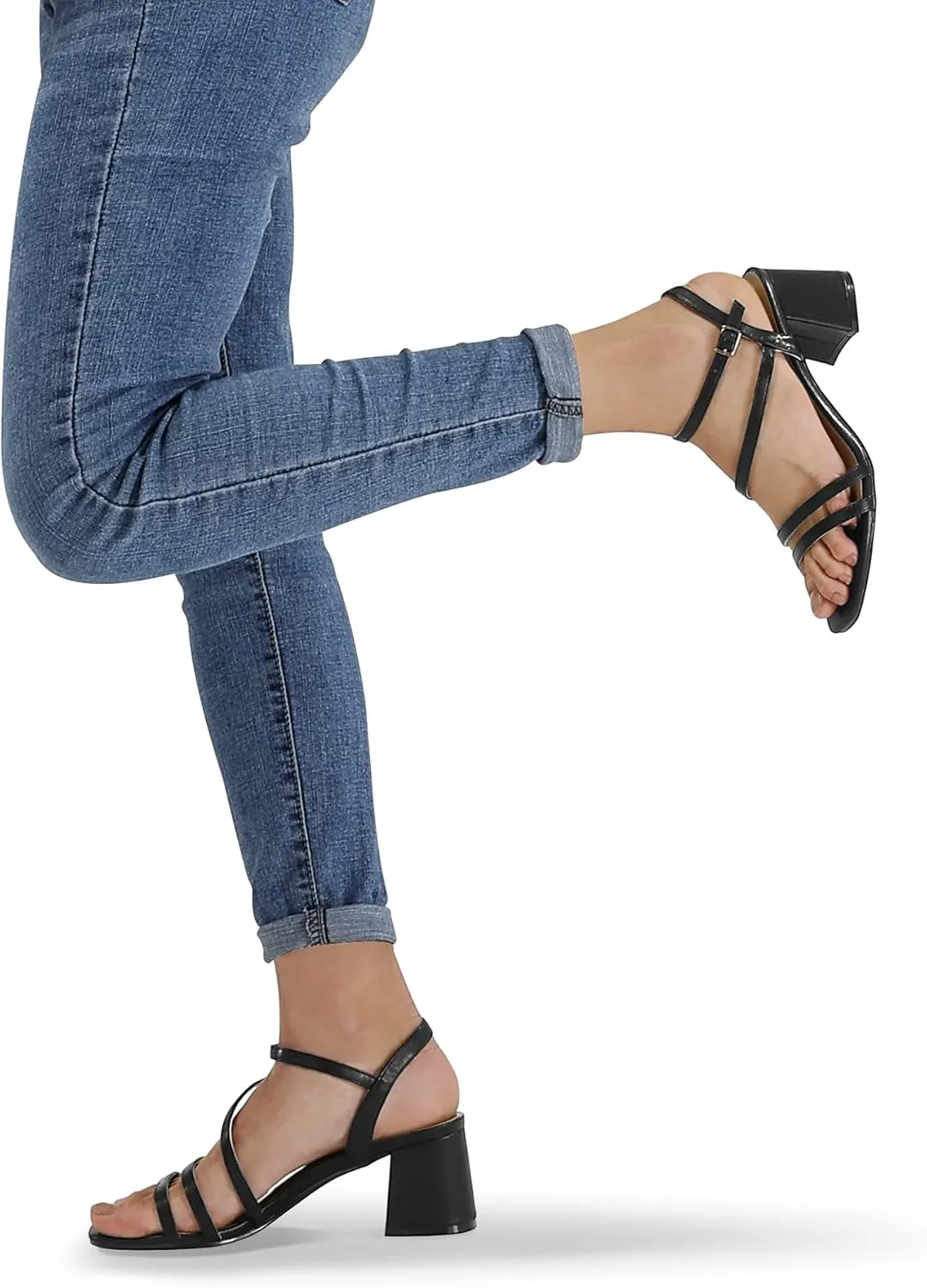 mysoft Women's Strappy Low Chunky Block Heel Sandals Open Toe Dress Shoes