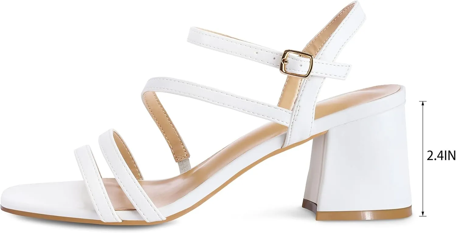 mysoft Women's Strappy Low Chunky Block Heel Sandals Open Toe Dress Shoes