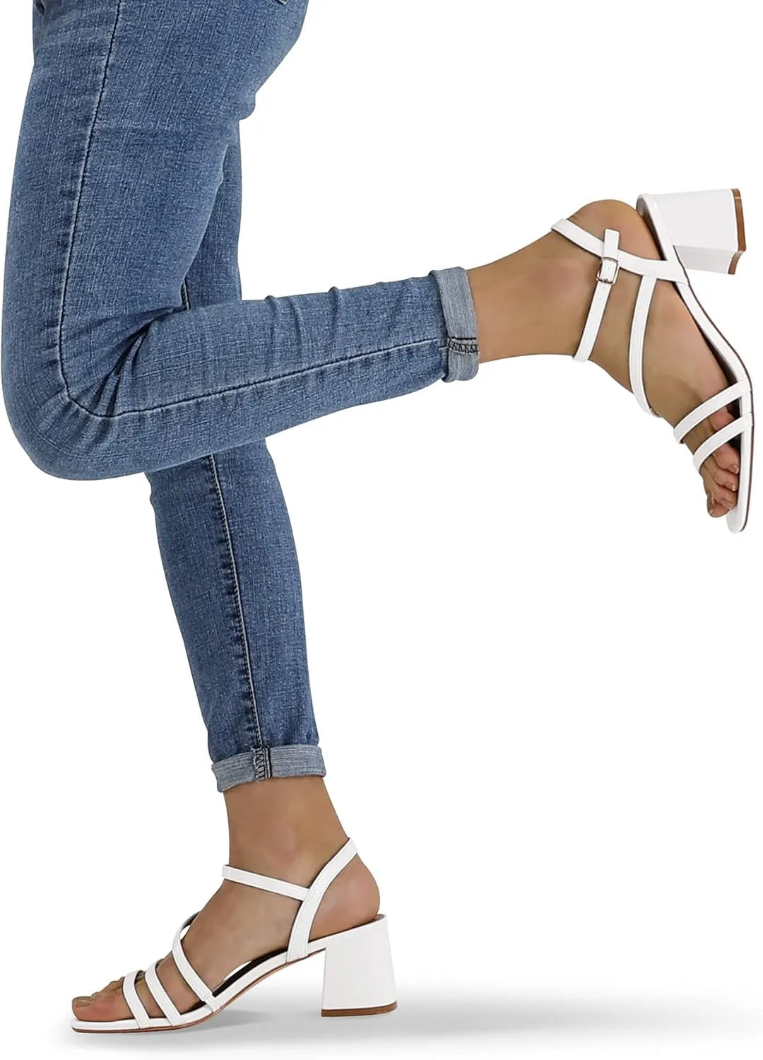 mysoft Women's Strappy Low Chunky Block Heel Sandals Open Toe Dress Shoes