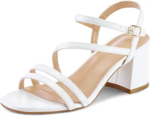 mysoft Women's Strappy Low Chunky Block Heel Sandals Open Toe Dress Shoes