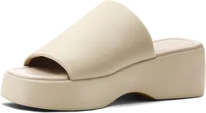 mysoft Women's Wedge Platform Sandals Open Toe Slip On Slide Flatform Summer Shoes