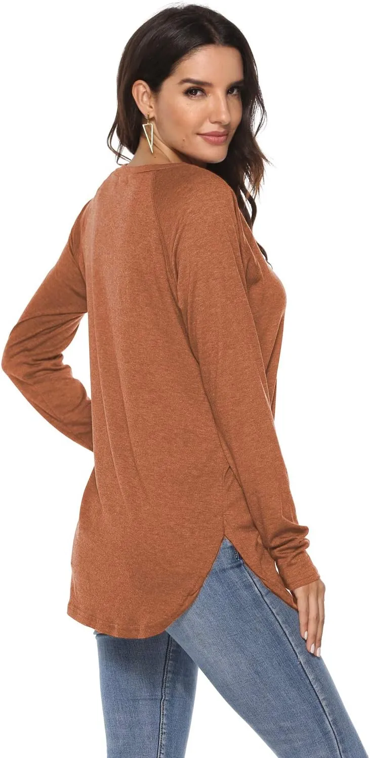 Newchoice Women's Casual Batwing Long Sleeve T Shirt Round Neck Basic Loose Tunic Tops