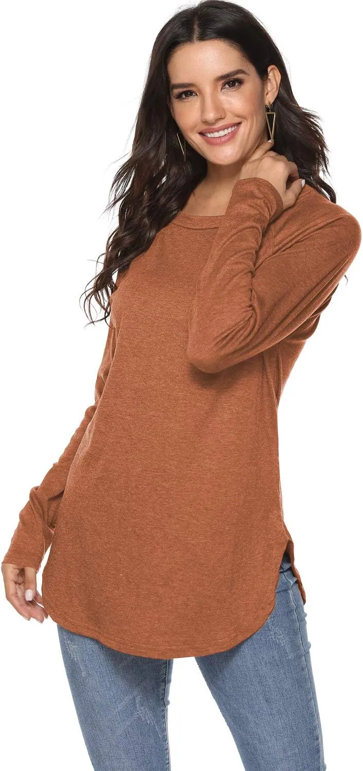 Newchoice Women's Casual Batwing Long Sleeve T Shirt Round Neck Basic Loose Tunic Tops