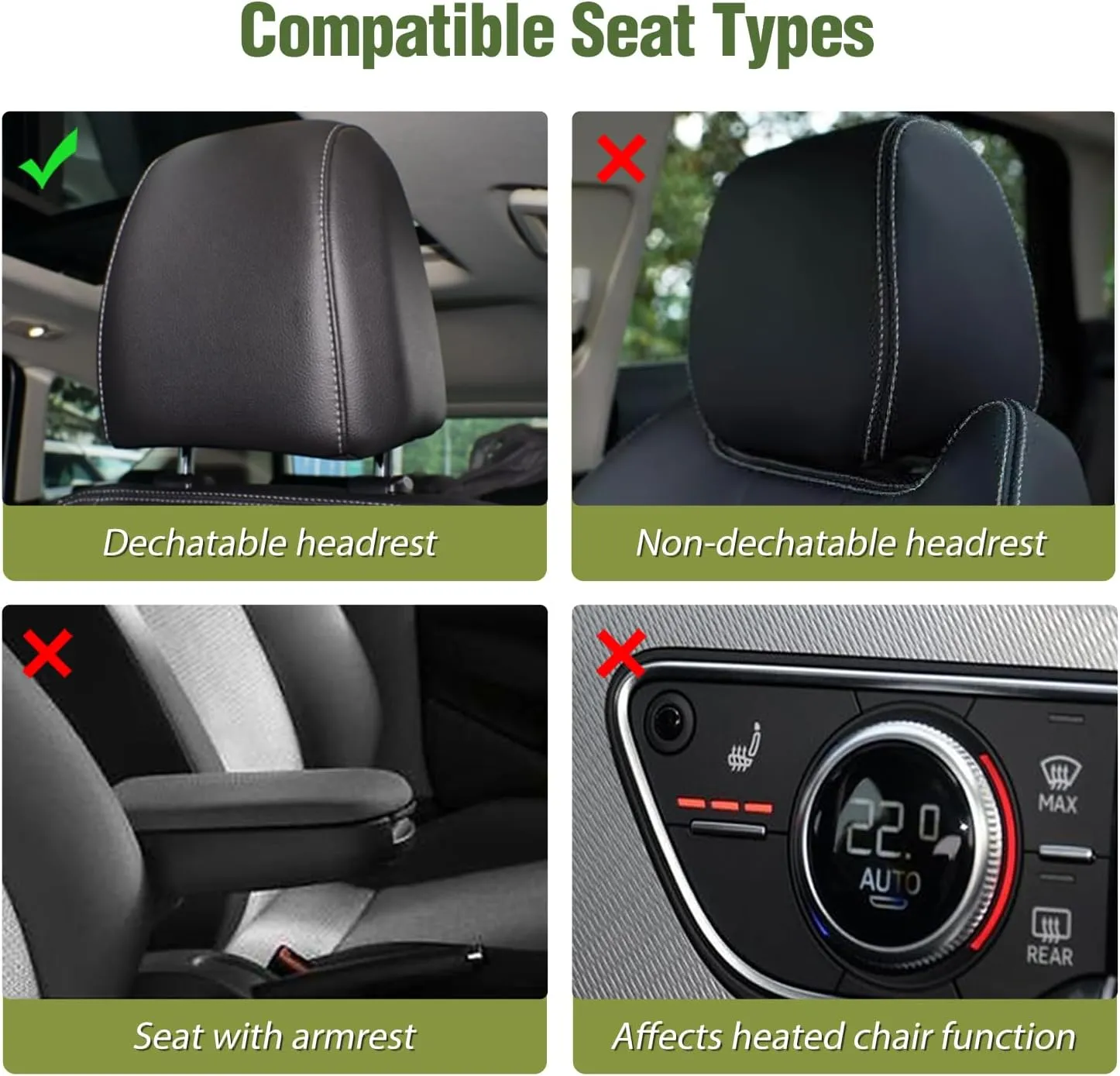 Nilight Car Seat Covers Compatible with 2005-2024 Tacoma Waterproof Wear-Resistant Leather Anti Slip Cushion Set (2 PCS Front Seats Cover)