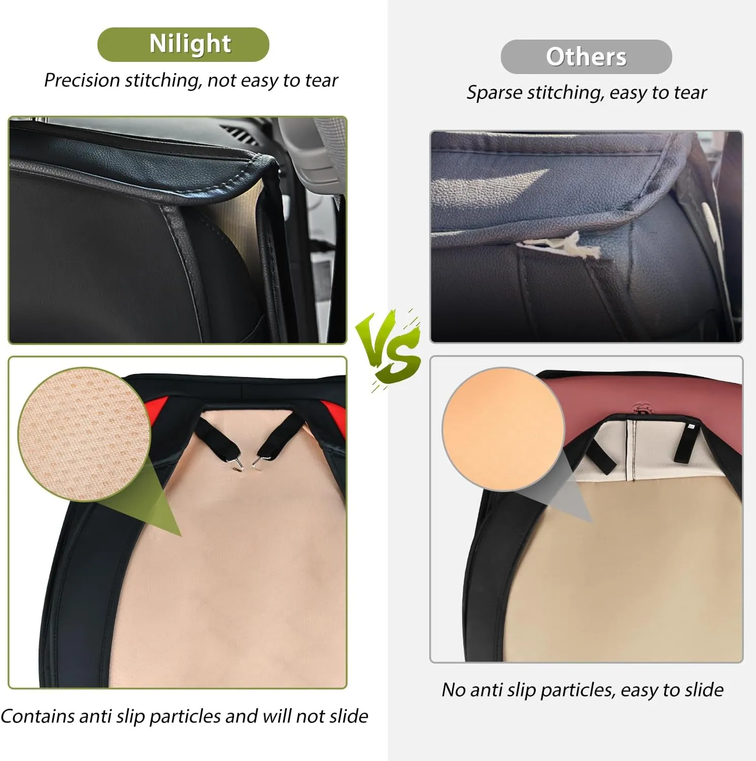 Nilight Car Seat Covers Compatible with 2005-2024 Tacoma Waterproof Wear-Resistant Leather Anti Slip Cushion Set (2 PCS Front Seats Cover)