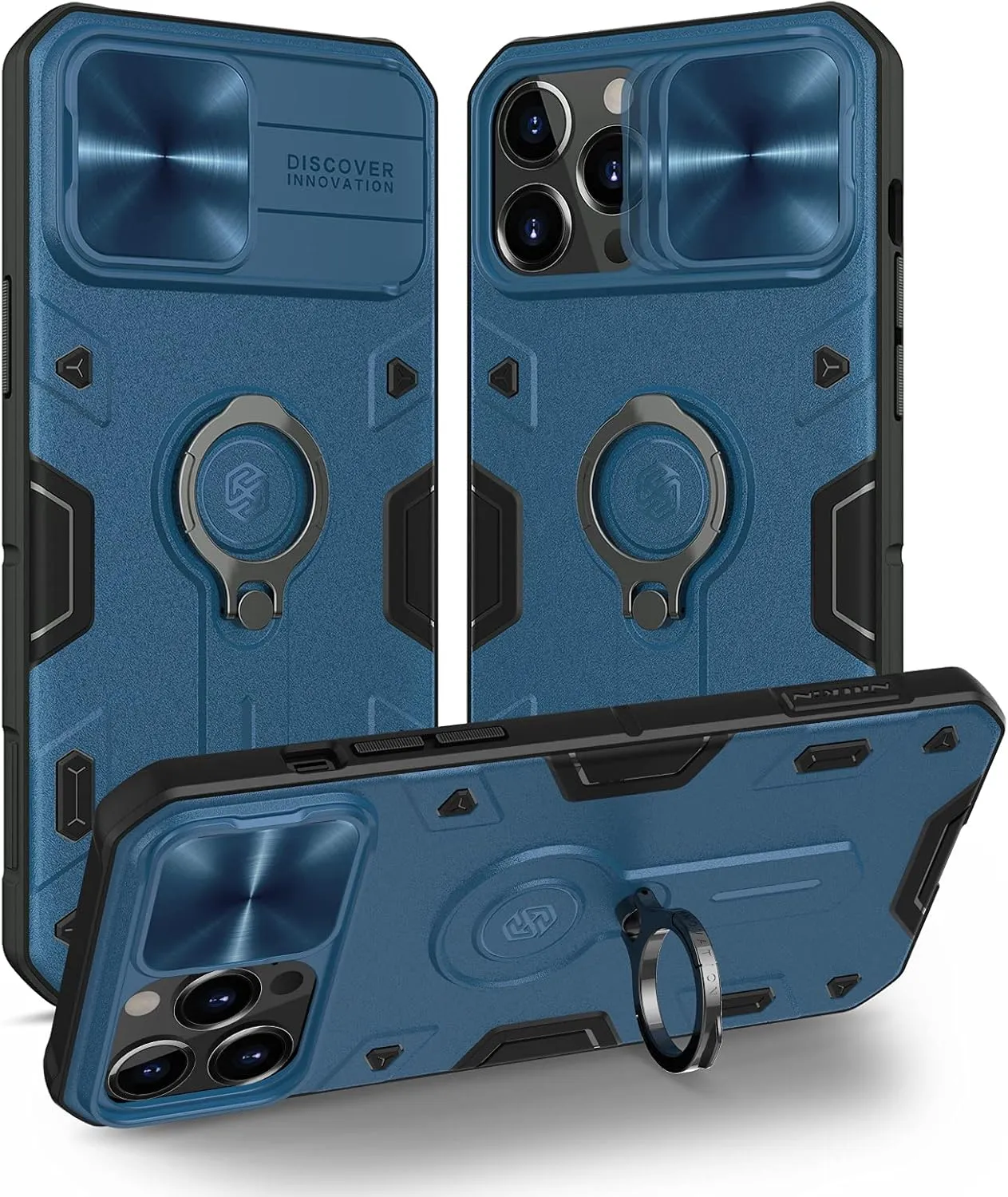 Nillkin Case for iPhone 13 Pro Max 2021 Case Blue CamShield Armor Case for iPhone 13 Pro Max with Kickstand - Slide Camera Protection Cover - Military Grade 6.7'' (2021) (Blue)