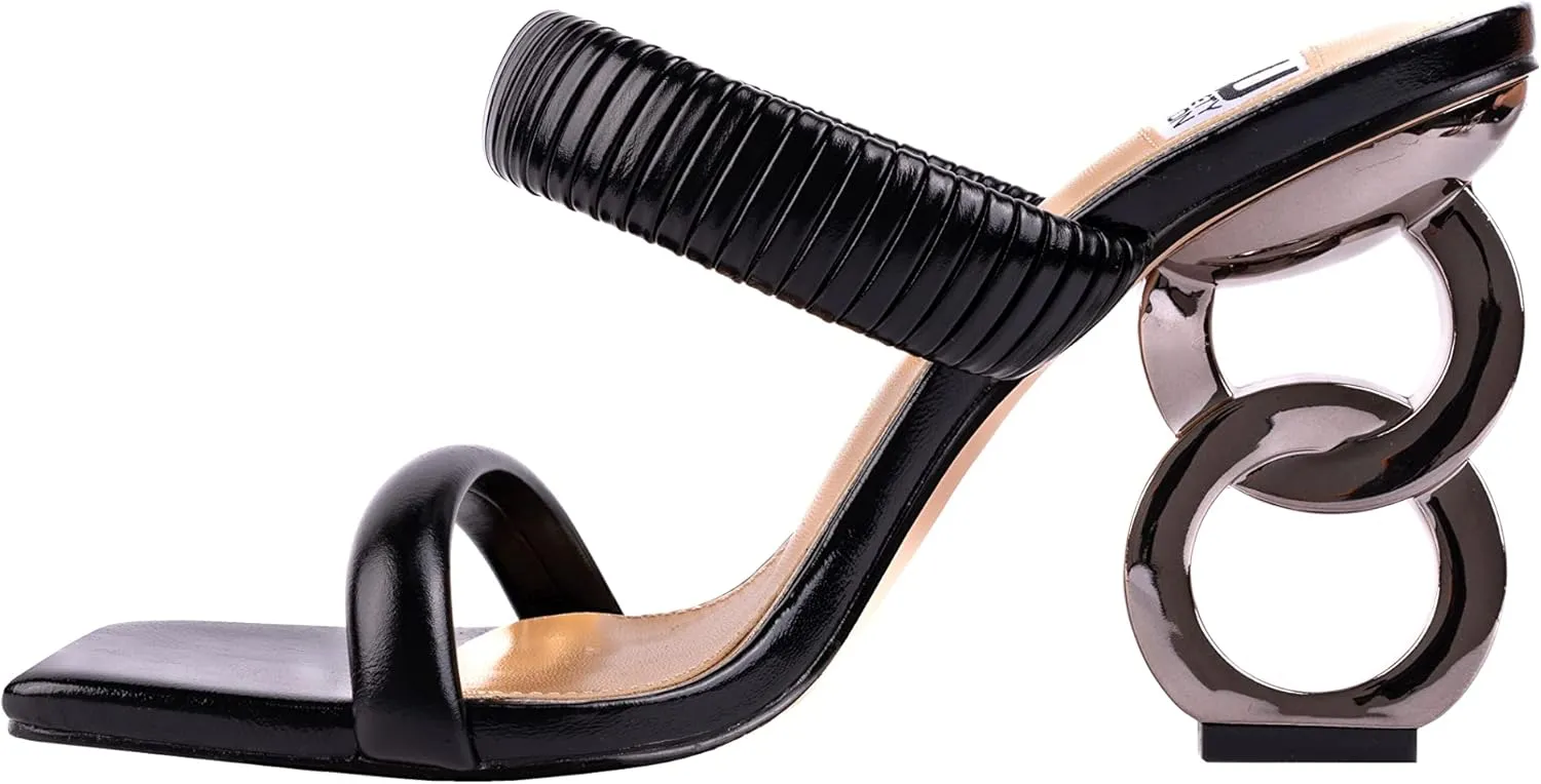 Ninety Union Raddle Metallic Heel Pleaded Two Band Slide