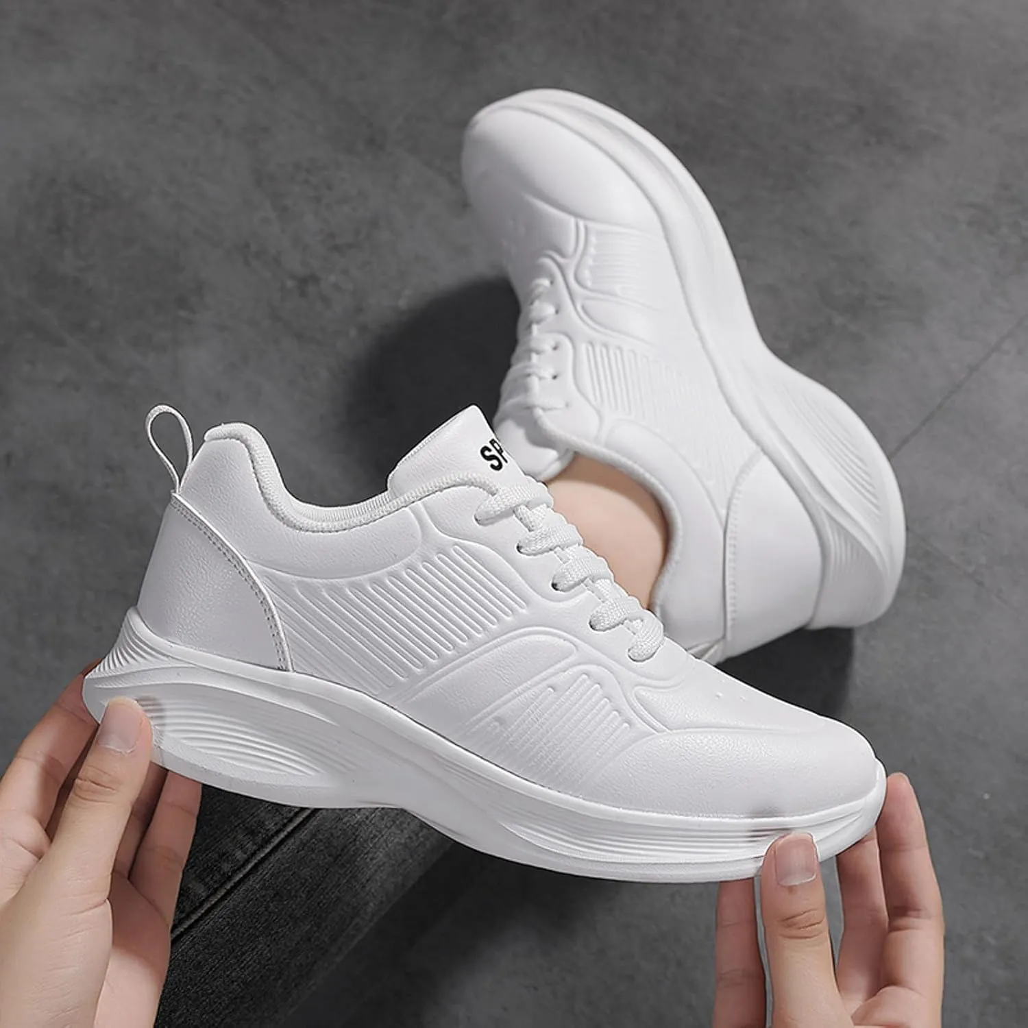 Non Slip Shoes for Women - Black, Flat Heel, Lace-Up, Mesh, Walking, Work, Casual, Medical, Spring, Summer, Fall
