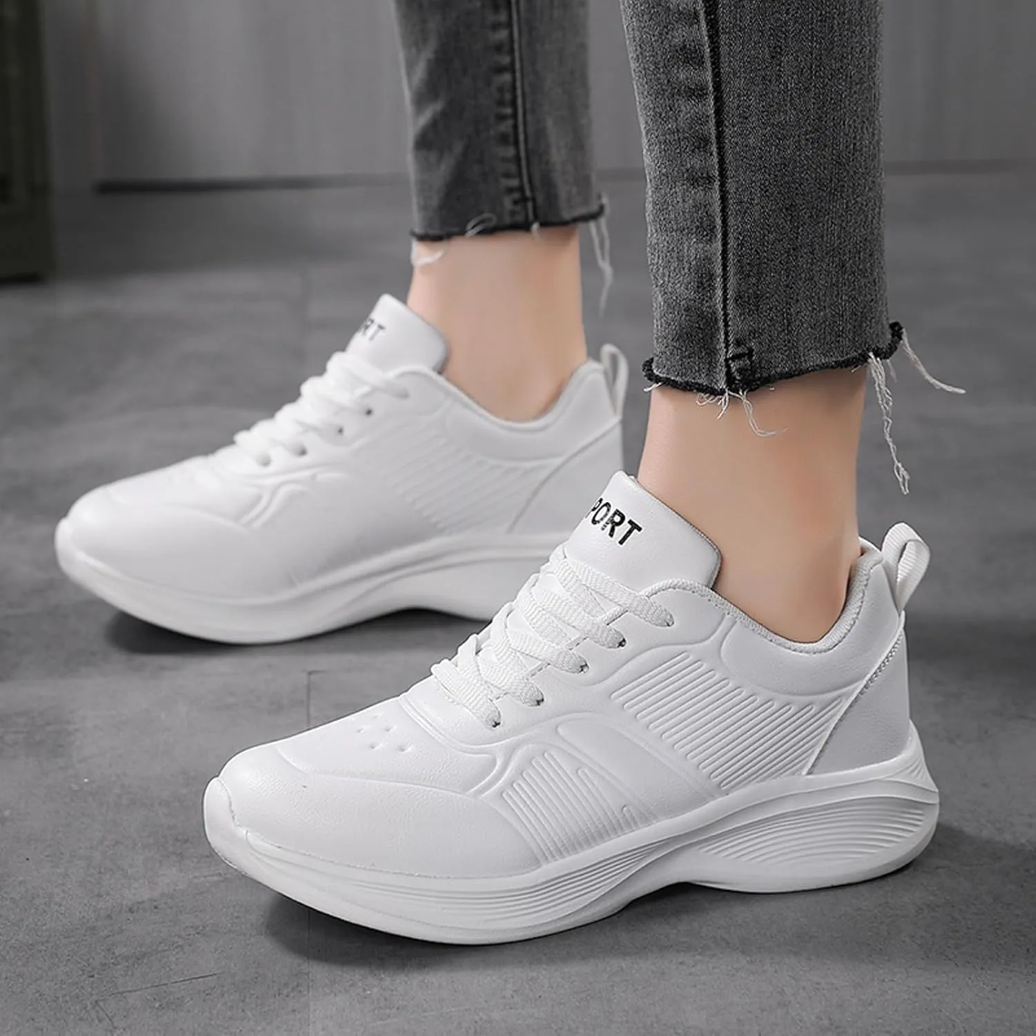 Non Slip Shoes for Women - Black, Flat Heel, Lace-Up, Mesh, Walking, Work, Casual, Medical, Spring, Summer, Fall
