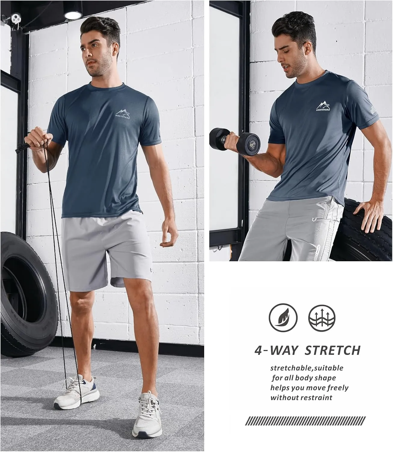 NORTHYARD Men's UPF 50  Sun Protection Shirts Swim SPF UV Quick Dry Short Sleeve T-Shirts for Athletic Fishing Rash Guard
