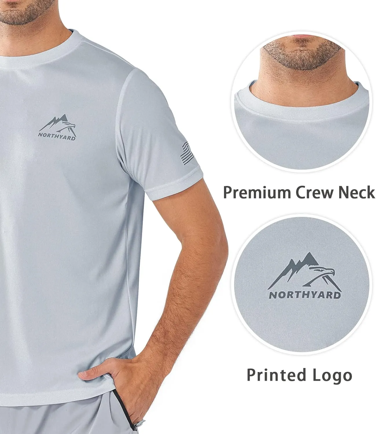 NORTHYARD Men's UPF 50  Sun Protection Shirts Swim SPF UV Quick Dry Short Sleeve T-Shirts for Athletic Fishing Rash Guard