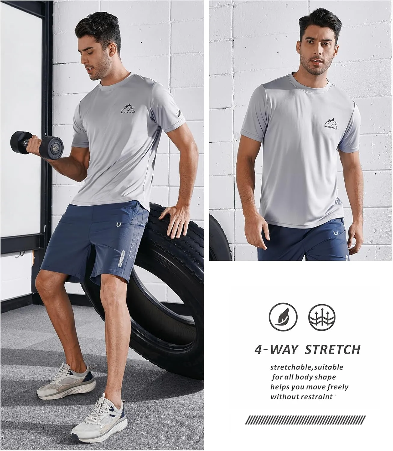 NORTHYARD Men's UPF 50  Sun Protection Shirts Swim SPF UV Quick Dry Short Sleeve T-Shirts for Athletic Fishing Rash Guard