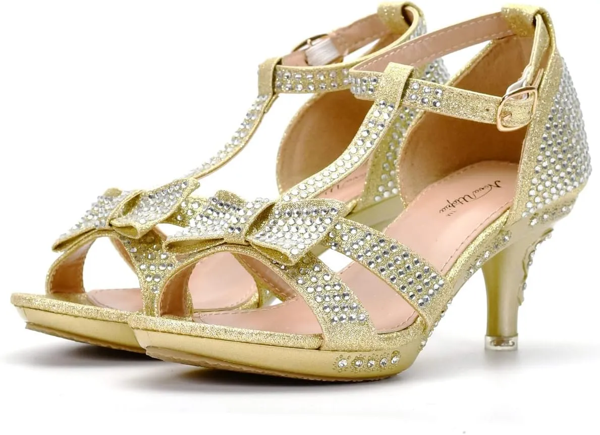 Nova Utopia Toddler Little Girls Low Medium Heel Dress Sandal Flower Girl Shoes (size 9-4)