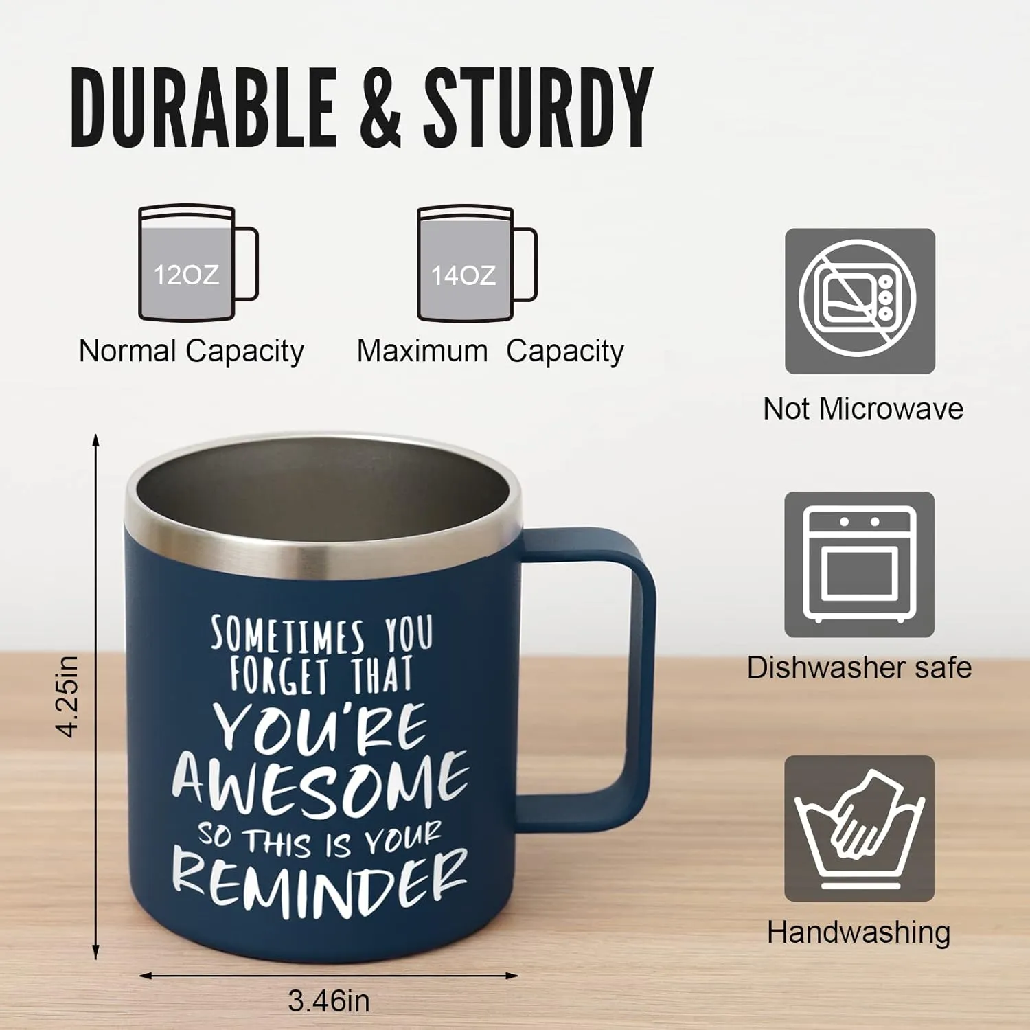 NOWWISH Birthday Gifts for Men - Awesome Coffee Mug, Inspirational & Holiday Presents for Men Him Boyfriend Husband, 14oz Navy Blue