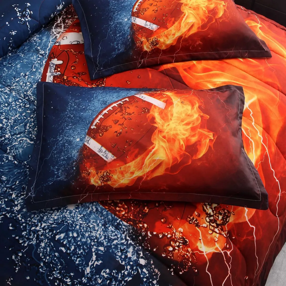 NTBED American Football Comforter Set for Boys Teens,3D Sports Bedding Full Size 6pcs,Rugby Printed Quilt Sets with 2 Matching Pillow Shams