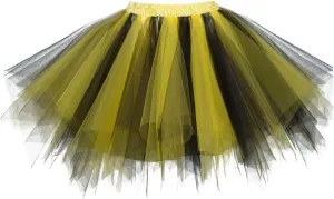 OBBUE Women's Short Vintage Petticoat Skirt Ballet Bubble Tutu Multi-Colored