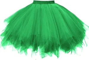 OBBUE Women's Short Vintage Petticoat Skirt Ballet Bubble Tutu Multi-Colored