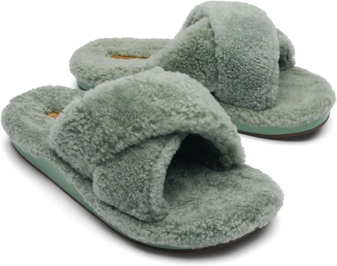 OLUKAI Hila Heu Women's Slipper, Women's Slip-On Shoes, Genuine Shearling, Wet Grip Soles for Inside & Outside Wear, Cute & Ultra-Soft Comfort Fit