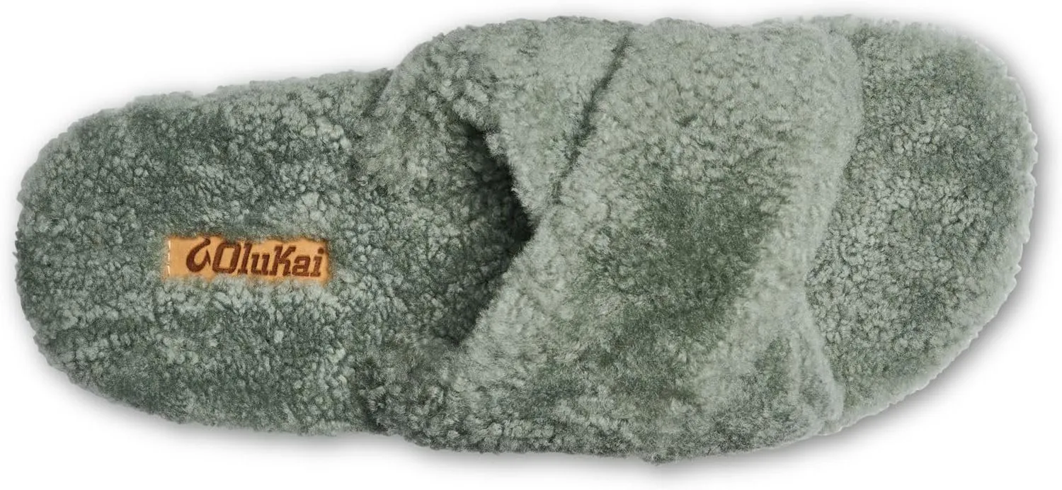 OLUKAI Hila Heu Women's Slipper, Women's Slip-On Shoes, Genuine Shearling, Wet Grip Soles for Inside & Outside Wear, Cute & Ultra-Soft Comfort Fit