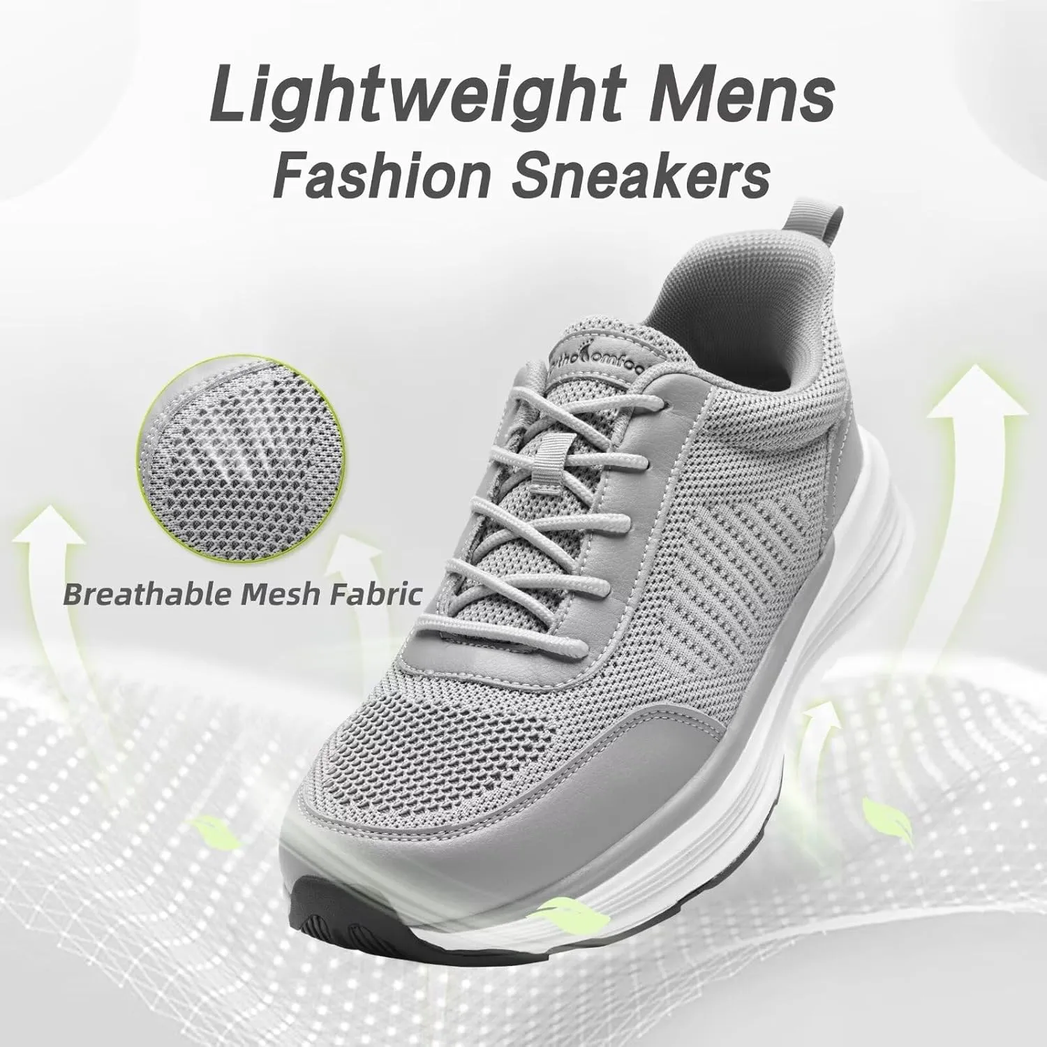 OrthoComfoot Men's Orthopedic Fashion Sneakers with Arch Support: Casual Plantar Fasciitis Walking Shoes for Flat Feet, Comfortable Orthotic Outdoor Shoes for Foot and Heel Pain Relief