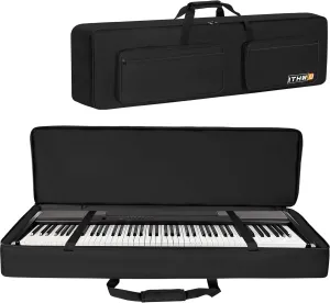 Padded 8mm Shockproof 88 Keys Keyboard Case Electric Piano Padded Keyboard Gig Bag (Interior: 54"x13.2"x6.7") with Adjustable Straps and 4-Pocket for Keyboard Accessaries, Black