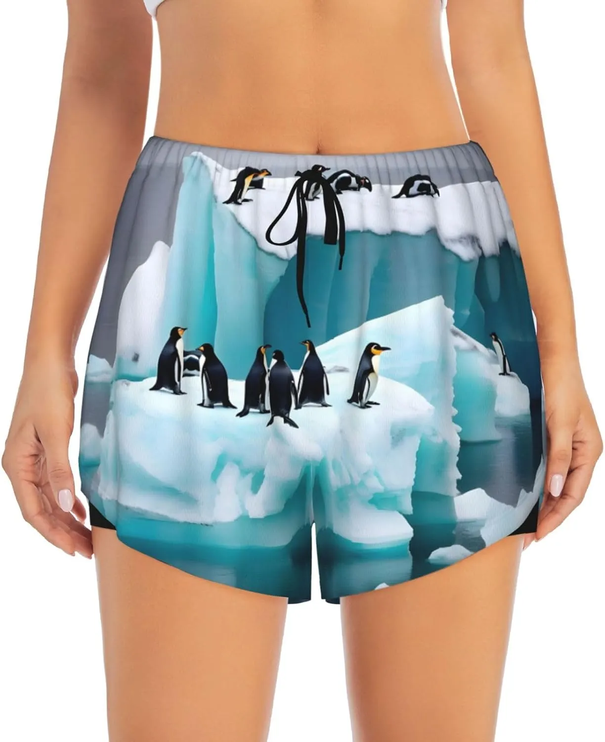 Penguins On The Iceberg Women'S Shorts Hiking Athletic Shorts Yoga Active Workout Running Shorts Comfy Casual