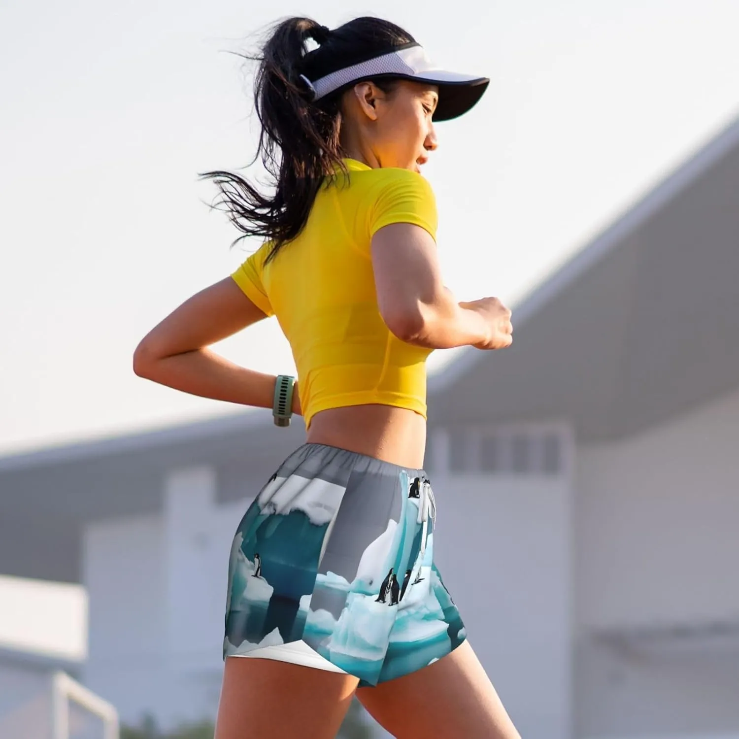 Penguins On The Iceberg Women'S Shorts Hiking Athletic Shorts Yoga Active Workout Running Shorts Comfy Casual