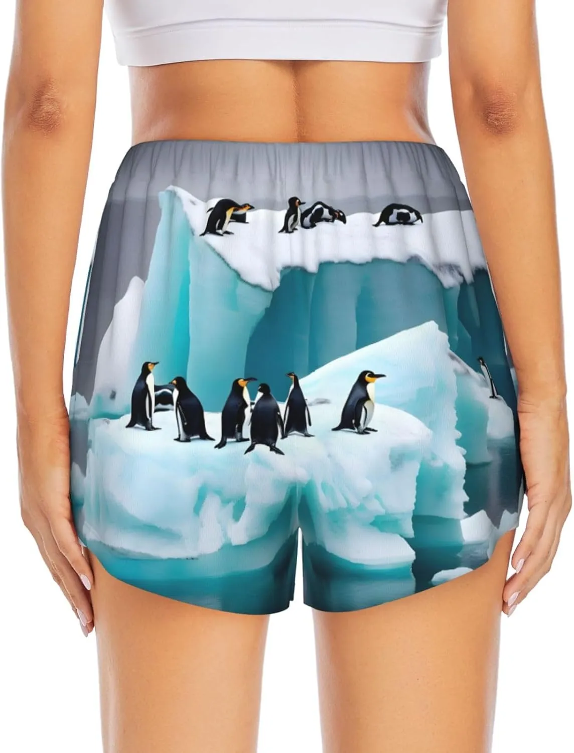 Penguins On The Iceberg Women'S Shorts Hiking Athletic Shorts Yoga Active Workout Running Shorts Comfy Casual