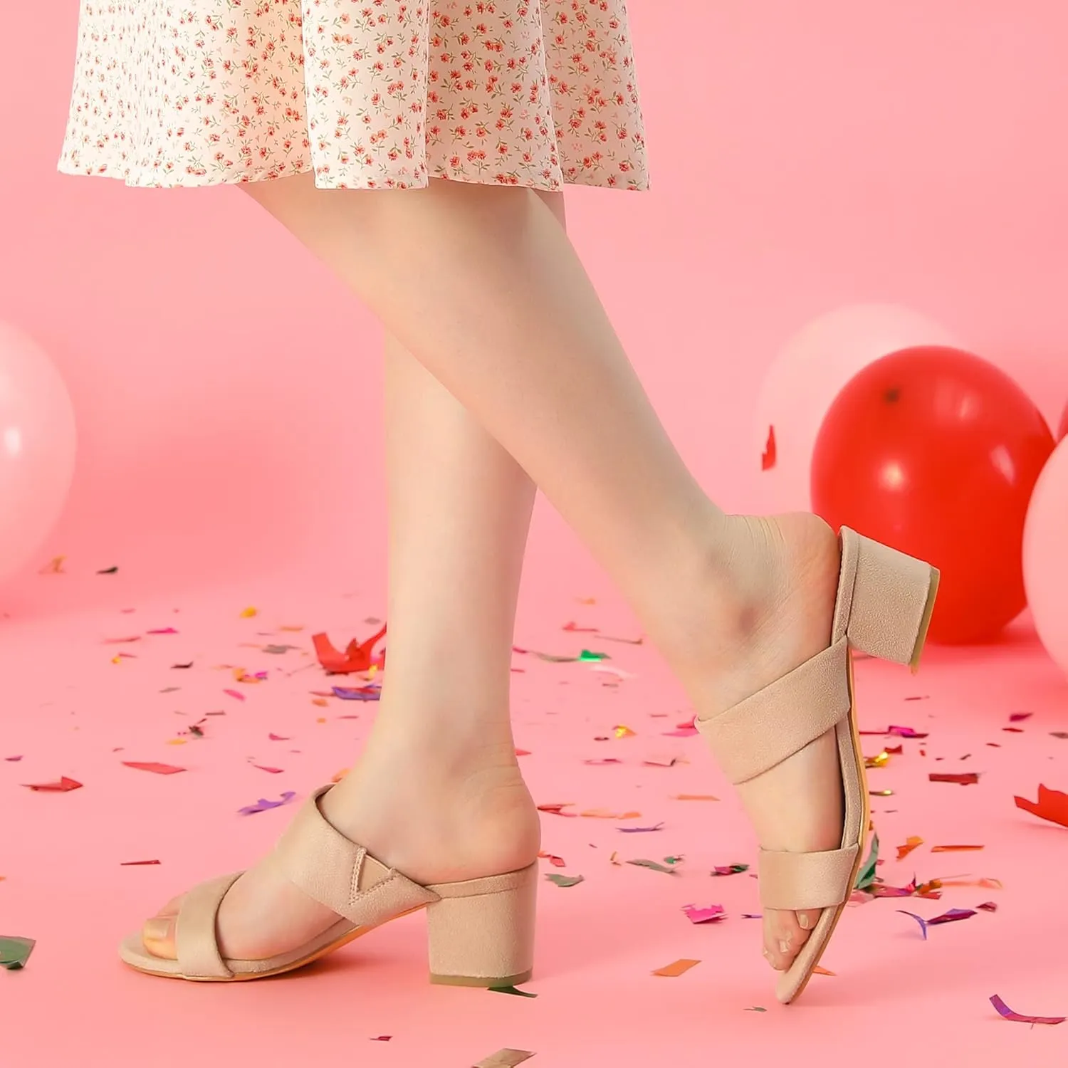 Perphy Open Toe Block Heels Slide Heel Sandals for Women