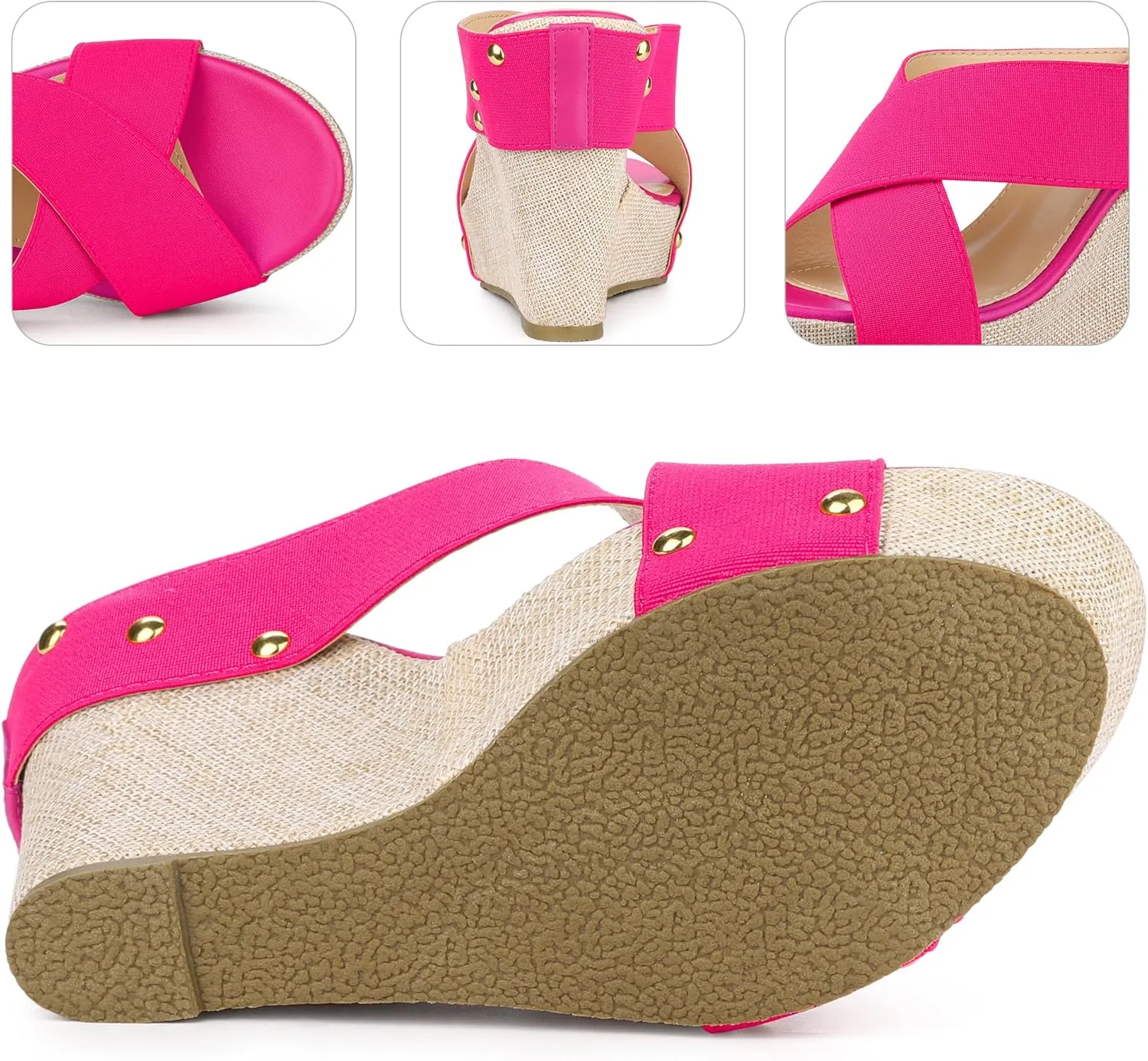 Perphy Open Toe Platform Linen Slide Wedge Sandals for Women