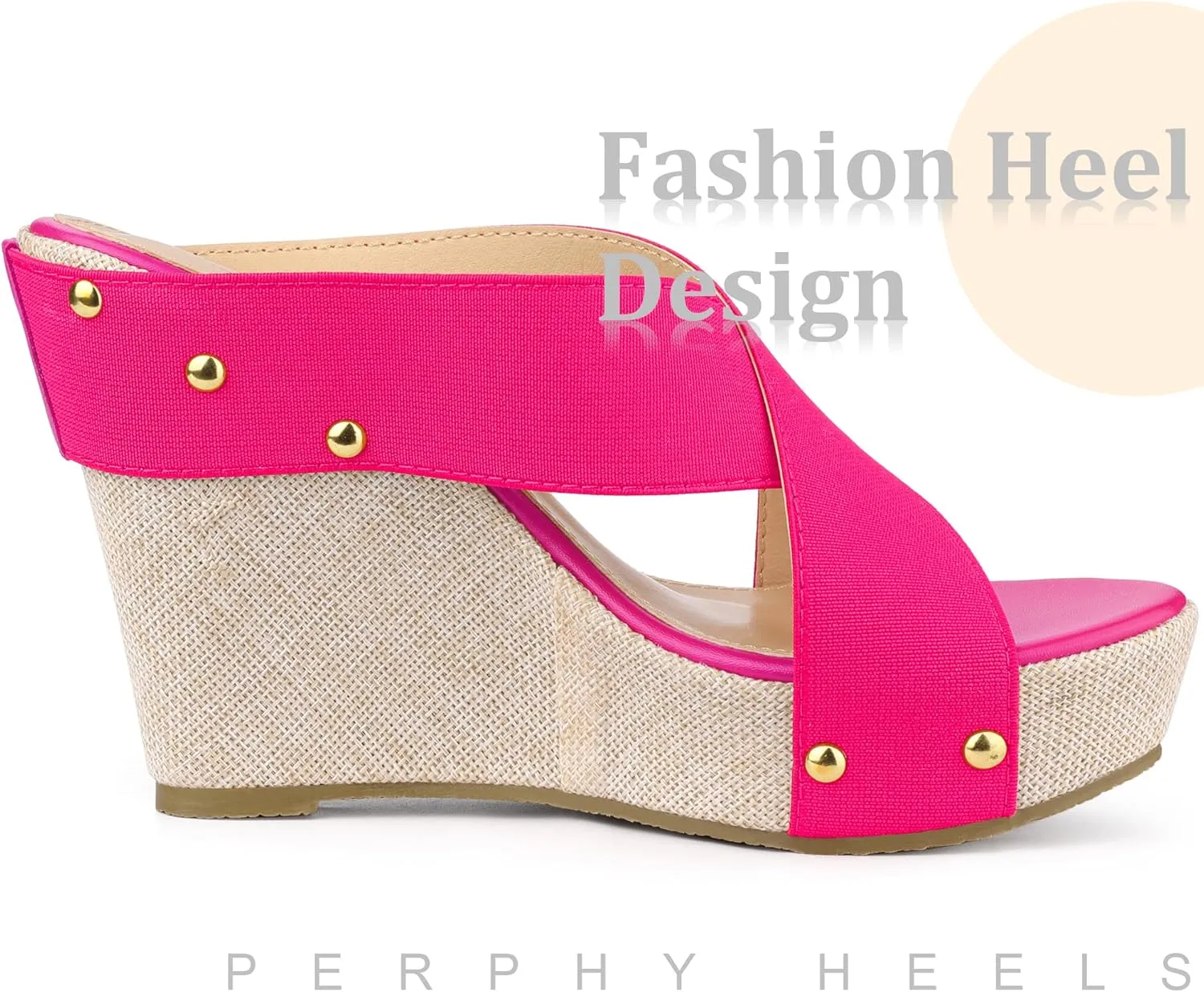 Perphy Open Toe Platform Linen Slide Wedge Sandals for Women