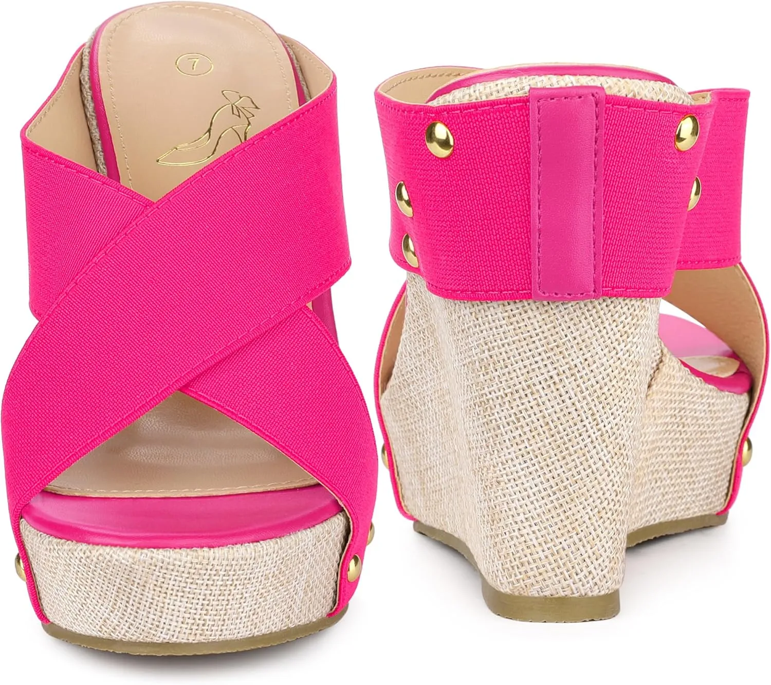 Perphy Open Toe Platform Linen Slide Wedge Sandals for Women