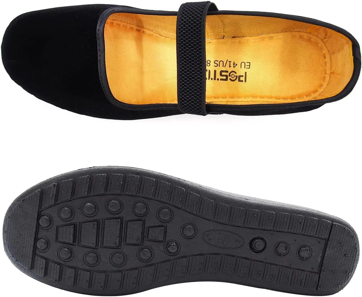 pestor Mary Jane Shoes for Women Ballet Flats Women's Flat Shoes Ballerina Halloween Black Mary Janes