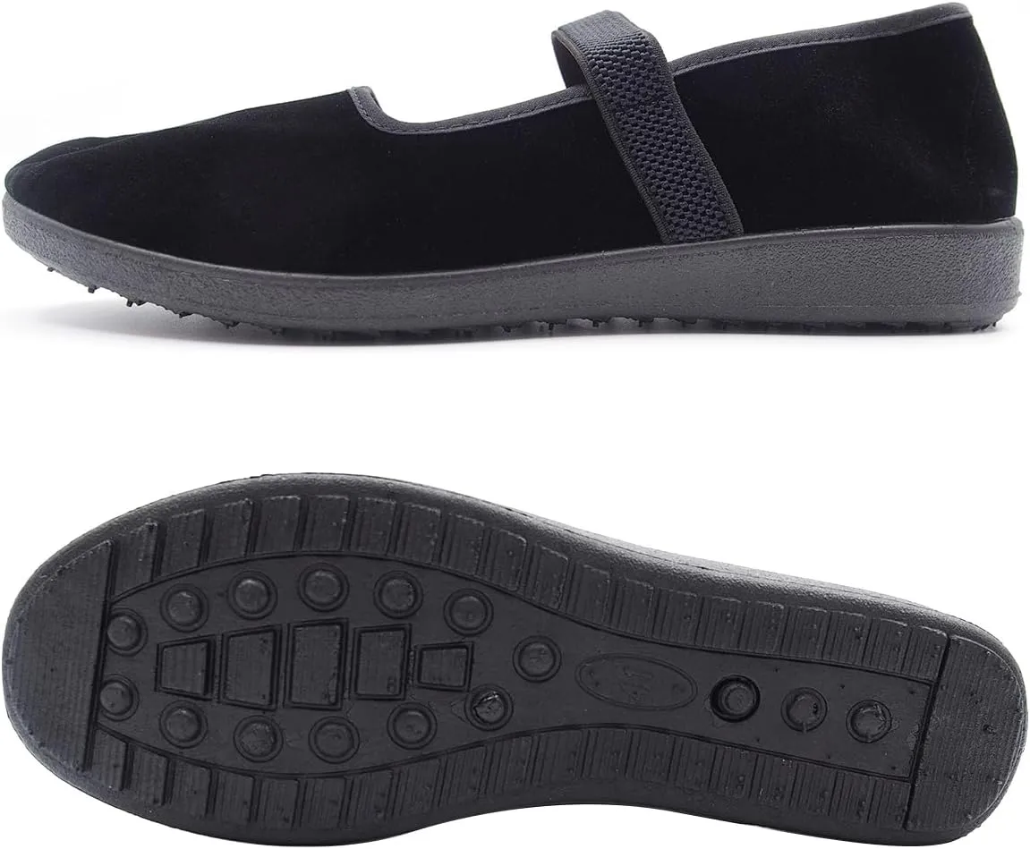 pestor Mary Jane Shoes for Women Ballet Flats Women's Flat Shoes Ballerina Halloween Black Mary Janes