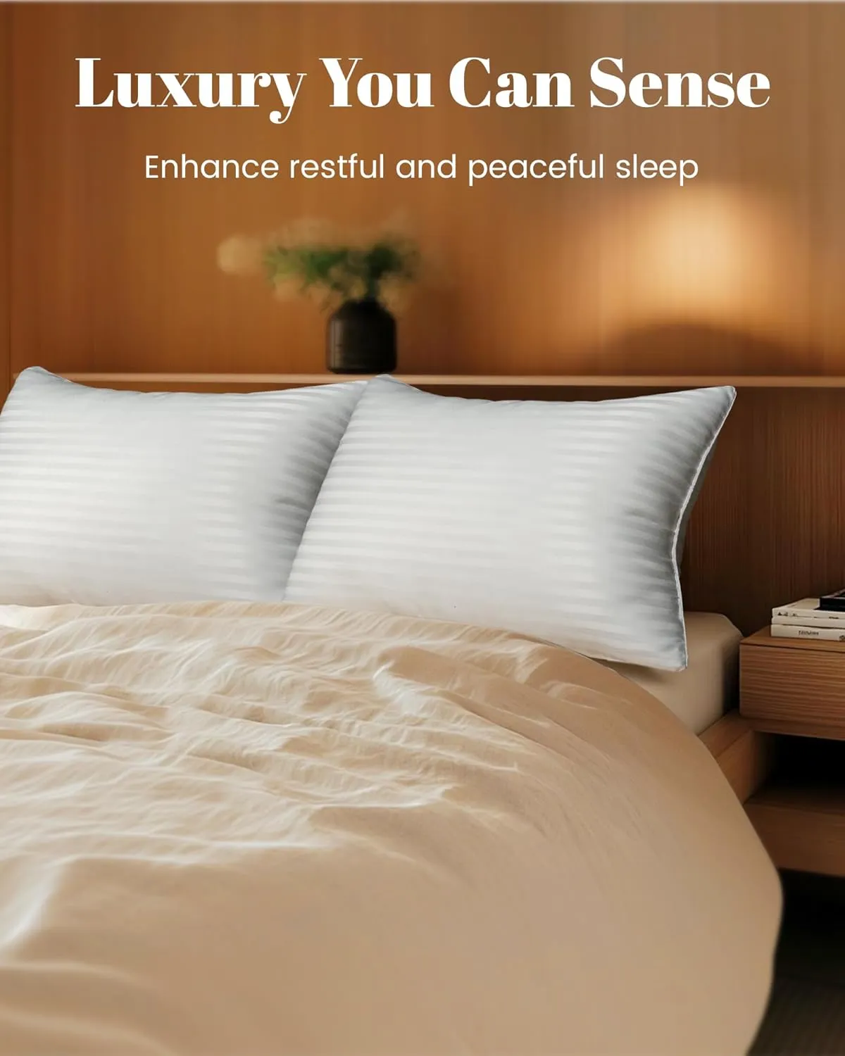 Pillows Queen Size Set of 2, Hotel Collection Bed Pillows for Sleeping, Gusseted Pillow for Back, Stomach or Side Sleepers(Pure White)