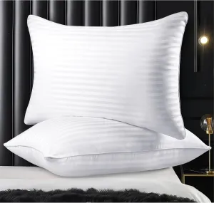 Pillows Queen Size Set of 2, Hotel Collection Bed Pillows for Sleeping, Gusseted Pillow for Back, Stomach or Side Sleepers(Pure White)