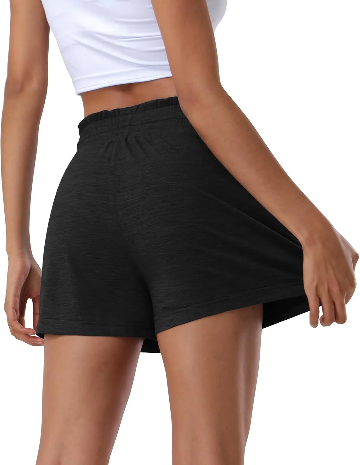 Pioneer Camp Women's High Waist Athletic Shorts Workout Running SweatShorts 2 Zipper Pockets for Casual Gym Lounge