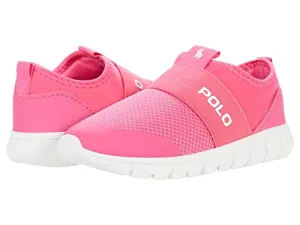 POLO RALPH LAUREN Girl's Barnes II Slip-On Sneaker (Little Kid) Baja Pink Mesh/Neoprene/White Pony Player 12 Little Kid M