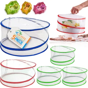 Pop Up Mesh Food Covers - Collapsible Pop Up Food Cover Set for Camping, Picnic and Outdoors - Complete with Plastic Food Cover Wraps