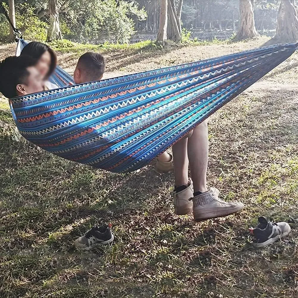 Portable Hammocks Double & Single Hammock Portable Nylon Parachute Hammocks Swing for Indoor Outdoor Garden Hiking Travel Backpacking Hammock for Outdoor(B)