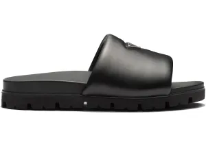 Prada Padded Slides Black Nappa Leather (Men'S)