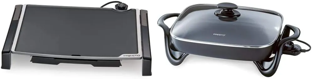 Presto 07073 Electric Tilt-N-fold Griddle, 19", Black & 06852 16-Inch Electric Skillet with Glass Cover