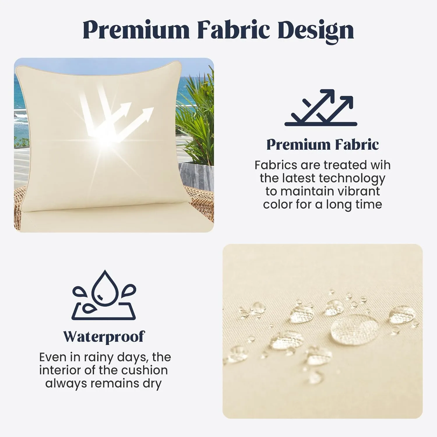 puredown® Outdoor Seat Cushions 24 X 24 X 5.75 Inch, Waterproof & Fade Resistant Patio Furniture Replacement Cushions with Removable Cover for Chair, Sofa, Couch, Wicker, Beige