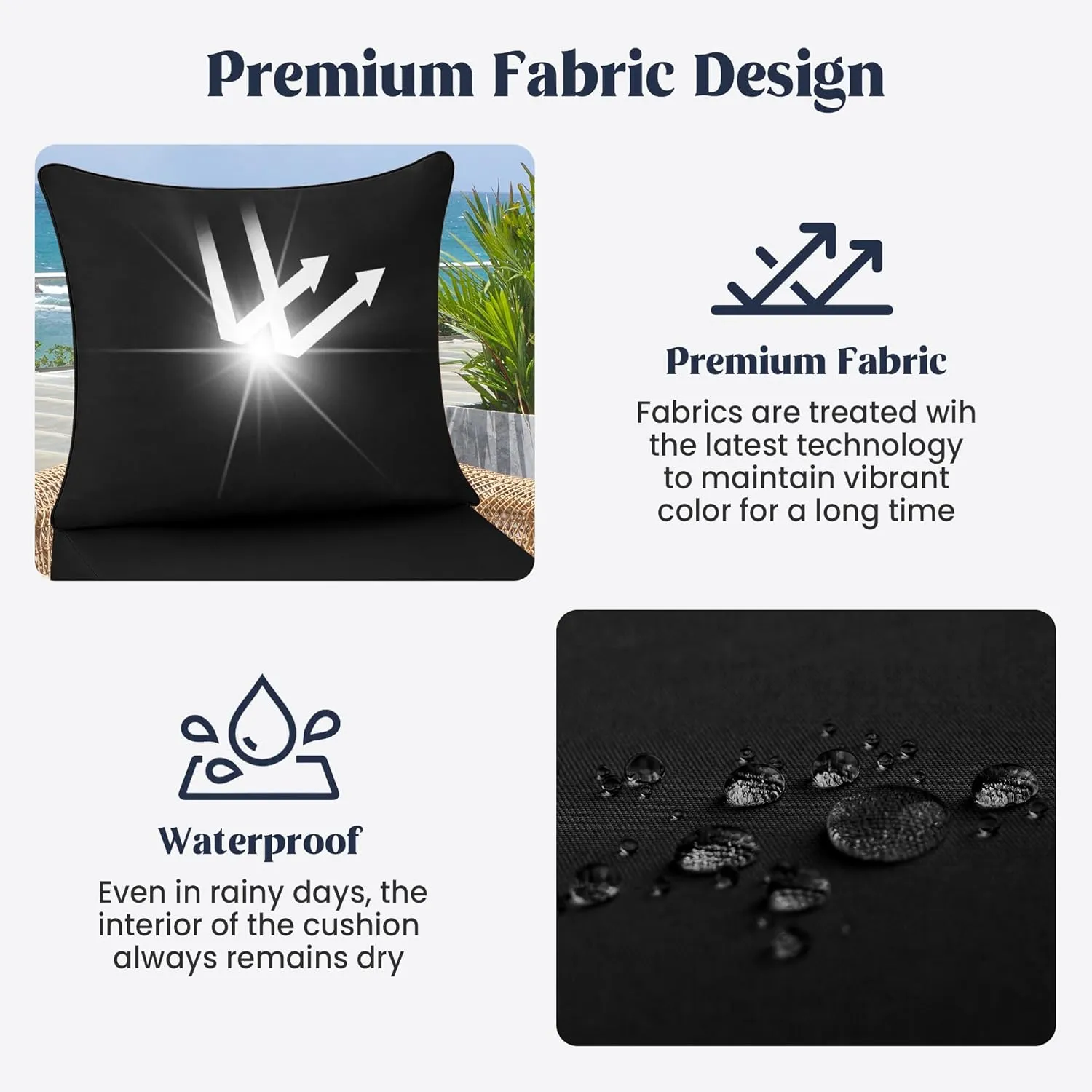 puredown® Outdoor Seat Cushions 24 X 24 X 5.75 Inch, Waterproof & Fade Resistant Patio Furniture Replacement Cushions with Removable Cover for Chair, Sofa, Couch, Wicker, Black