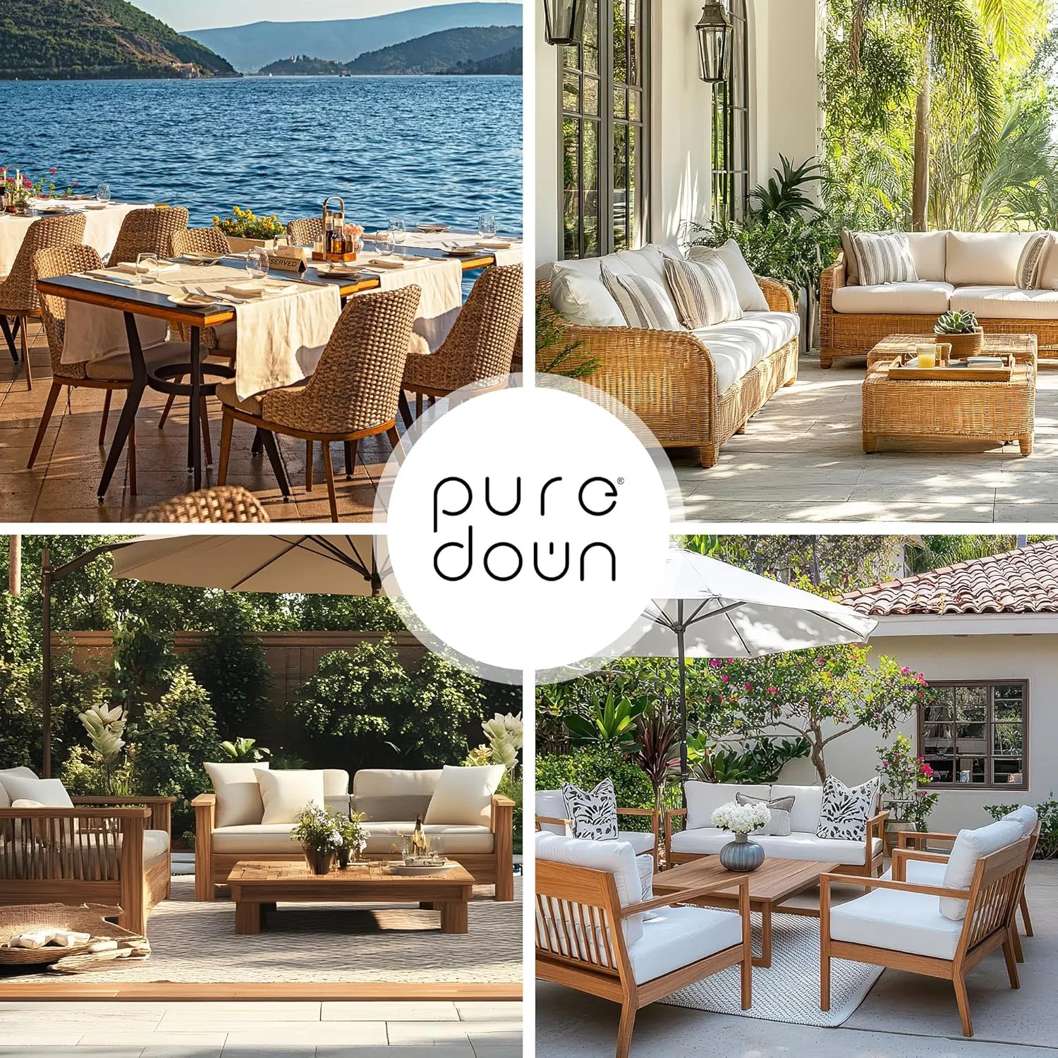 puredown® Outdoor Seat Cushions 24 X 24 X 5.75 Inch, Waterproof & Fade Resistant Patio Furniture Replacement Cushions with Removable Cover for Chair, Sofa, Couch, Wicker, Burgundy