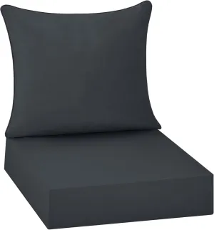 puredown® Outdoor Seat Cushions 24 X 24 X 5.75 Inch, Waterproof & Fade Resistant Patio Furniture Replacement Cushions with Removable Cover for Chair, Sofa, Couch, Wicker, Dark Gray
