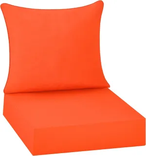 puredown® Outdoor Seat Cushions 24 X 24 X 5.75 Inch, Waterproof & Fade Resistant Patio Furniture Replacement Cushions with Removable Cover for Chair, Sofa, Couch, Wicker, Orange
