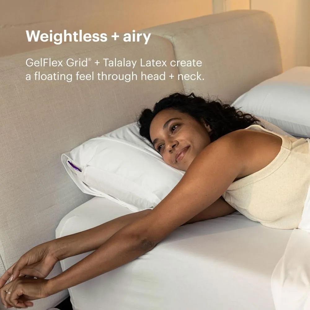 Purple Harmony Pillow - Standard - Medium, Greatest Pillow Ever Invented, 360º Hex Grid & Talalay Latex Core - No Pressure Support, Stays Cool, Luxurious Comfort