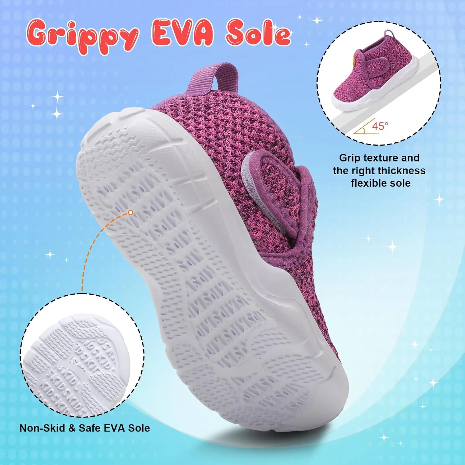 QFH Toddler Shoes Boys Girls Sneakers Comfy Barefoot Shoes Kids Adjustable Hook and Loop Walking Shoes Wide Toe Box Breathable Shoes